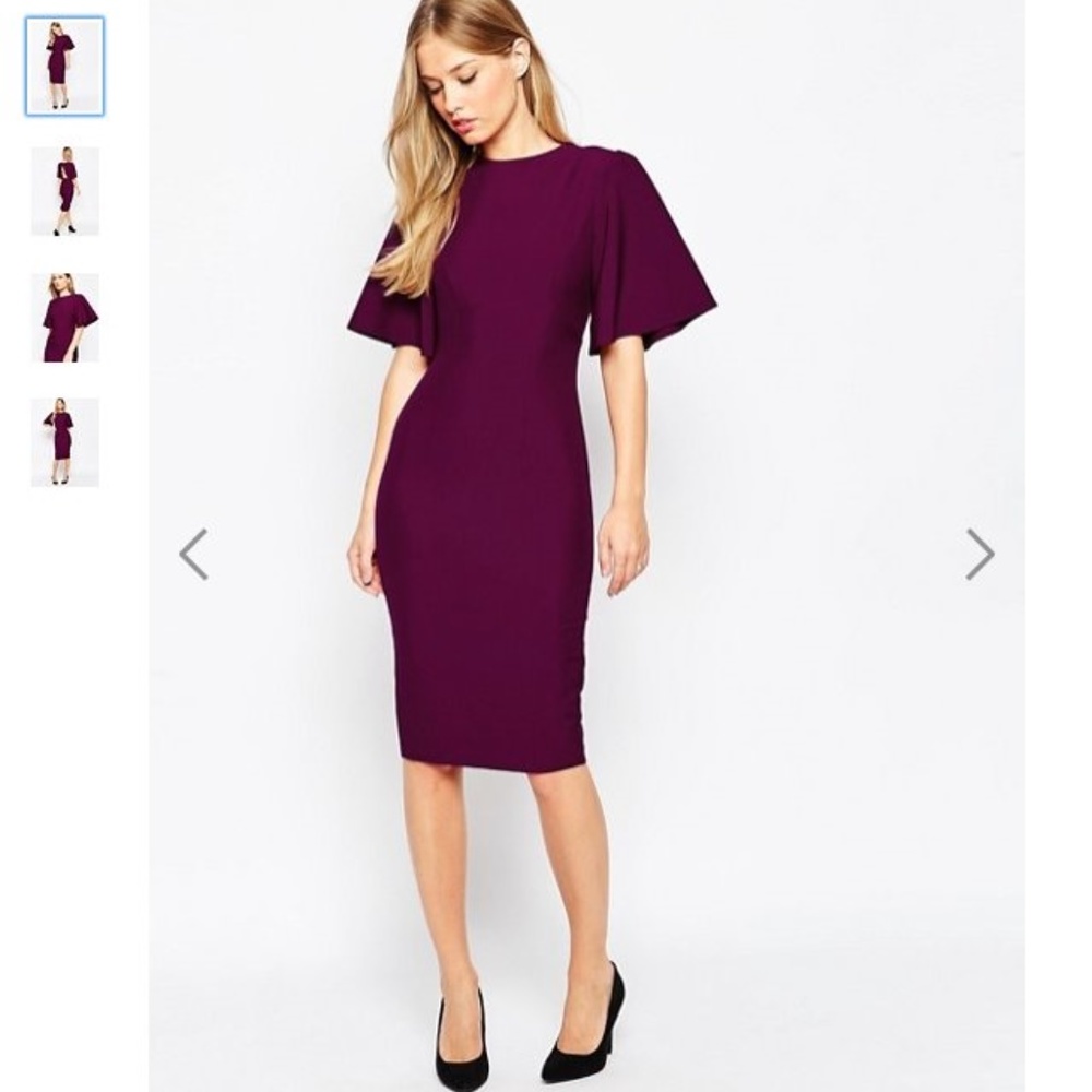 ASOS Exaggerated Angle Sleeve Pencil Wiggle Dress